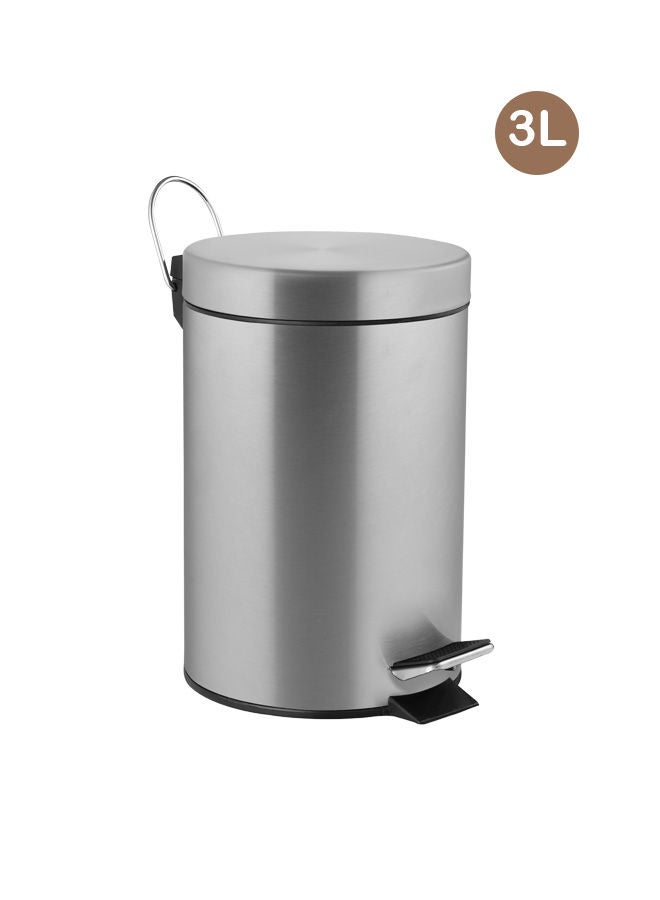 Trust Stainless Steel Trash Bin 3L Silver Anti-Fingerprint & Soft Close Lid - Image 1